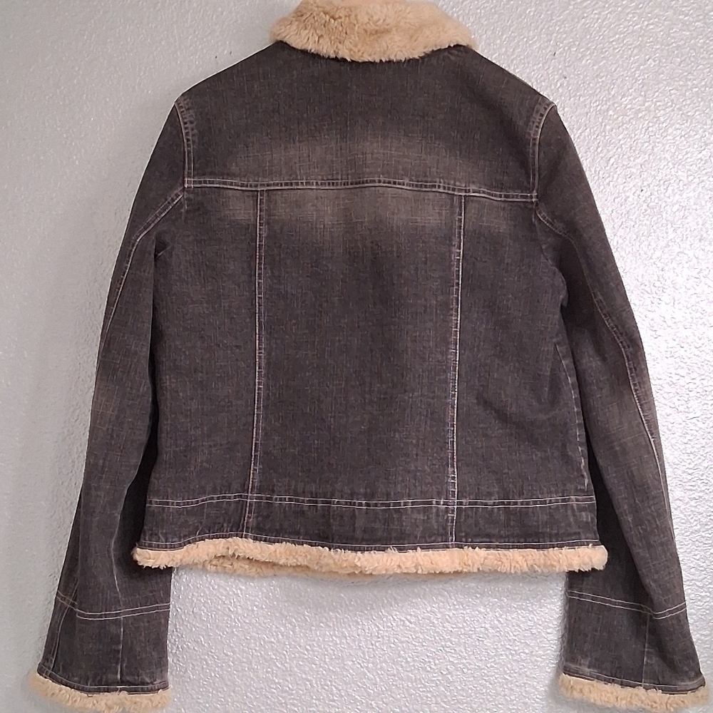 Ann Taylor Loft Denim Jacket With Faux Fur Trim    Size 14 - Picture 6 of 15